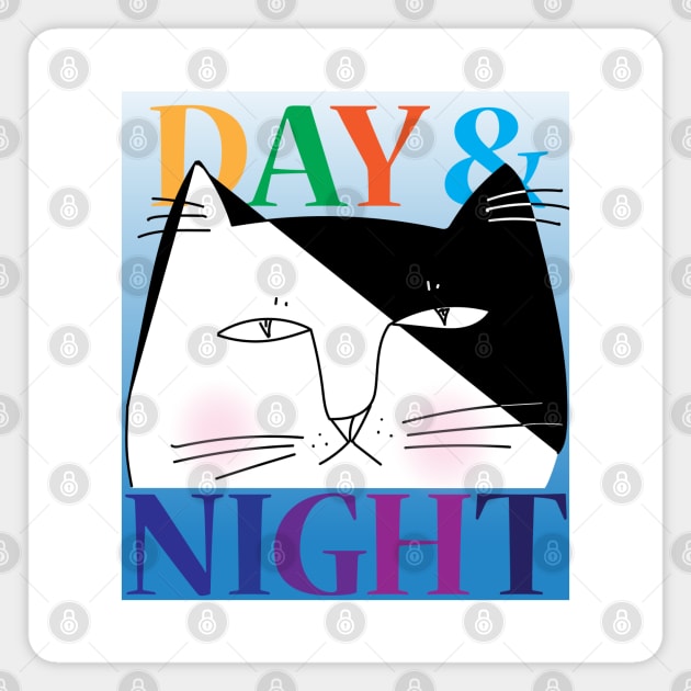 Day & Night tuxedo cat Magnet by HelenDBVickers